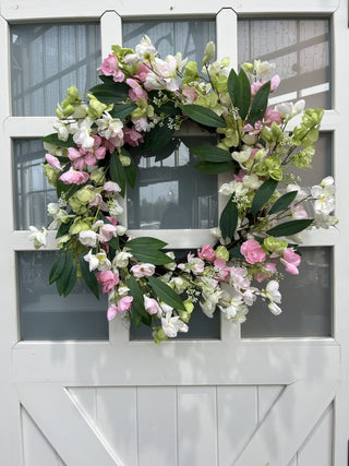 Pink & White Blossom Wreath- 60cm