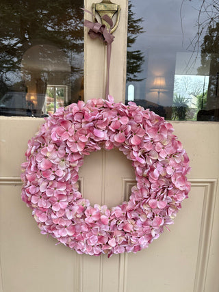 Sumptuous Silk Hydrangea Wreath – Pink- Large 70cm
