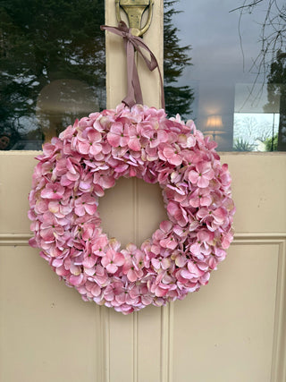 Sumptuous Silk Hydrangea Wreath – Pink 50cm