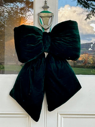 Luxurious Deep Green Velvet Bow 48cm- A Wreath Alternative