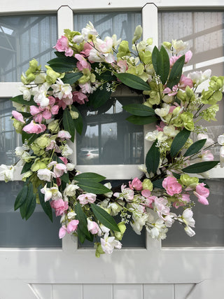 Pink & White Blossom Wreath- 60cm
